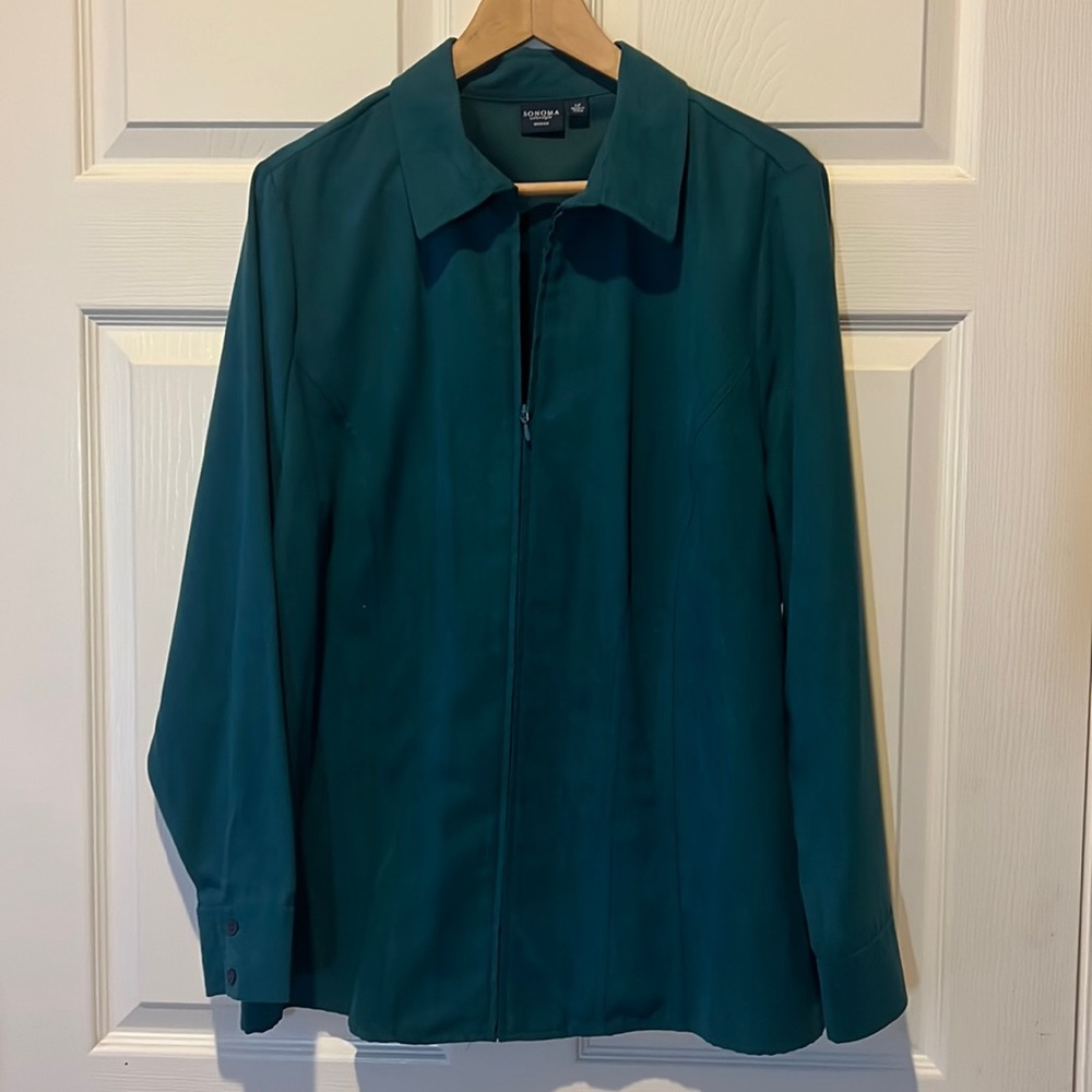 SOFT Sonoma Zip Up Suede-like long sleeve, Sz 1X‎